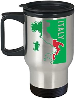דגל איטליה | ספל נסיעות קפה | גאווה איטלקית | פלדת אל - חלד